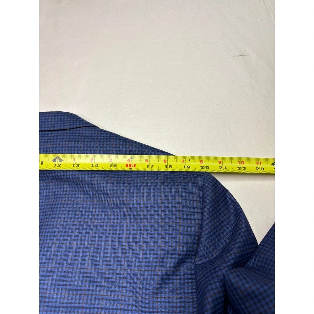 NWT Peter Millar SB Flynn Blue Micro Check 100% Wool Blazer Coat Mens 44S $595